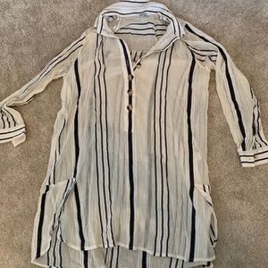 Oversized Navy/White beach cover up